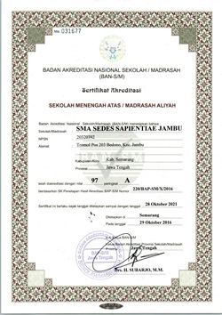 2016, Satu Poin Lebih Baik Untuk SMA Sedes Bedono